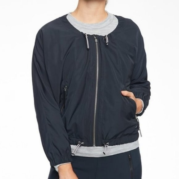 Athleta Jackets & Coats Athleta Chill Bomber Navy Jacket Xl Poshmark